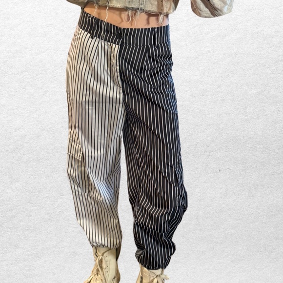 Half & Half Striped Jogger Pants - Picture 2 of 5